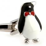 Silver with Black White Enamel Penguins Red Bow.jpg